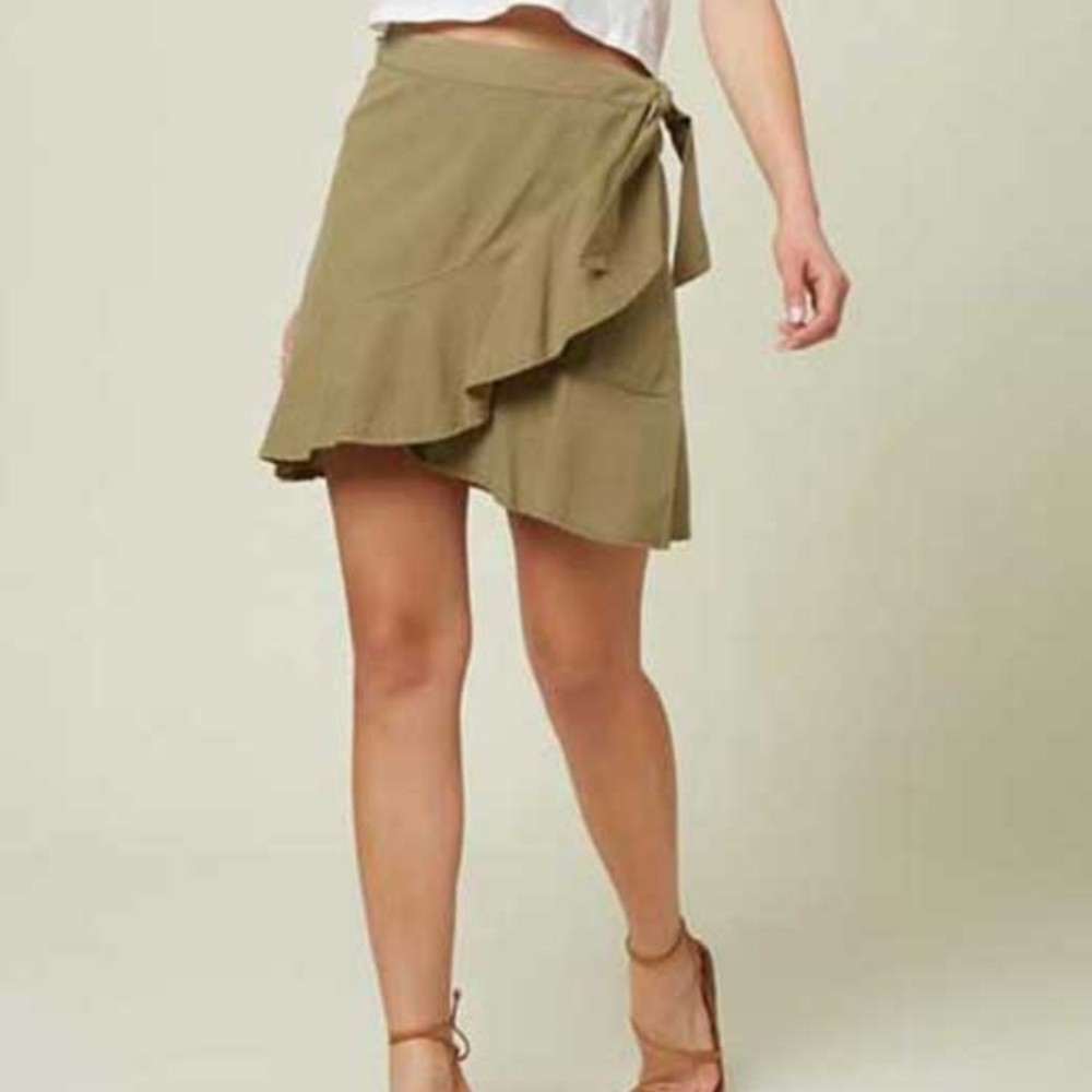 Oneill Skirt Length Wrap Ruffle Linen Blend Rifraff XL Coastal Beachy Resort New